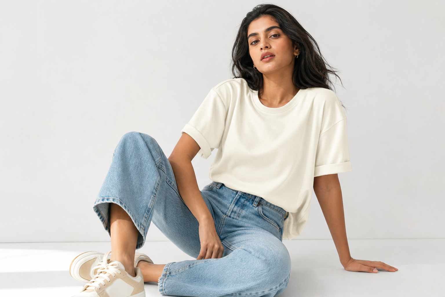 ALDOS denim and T-shirt editorial