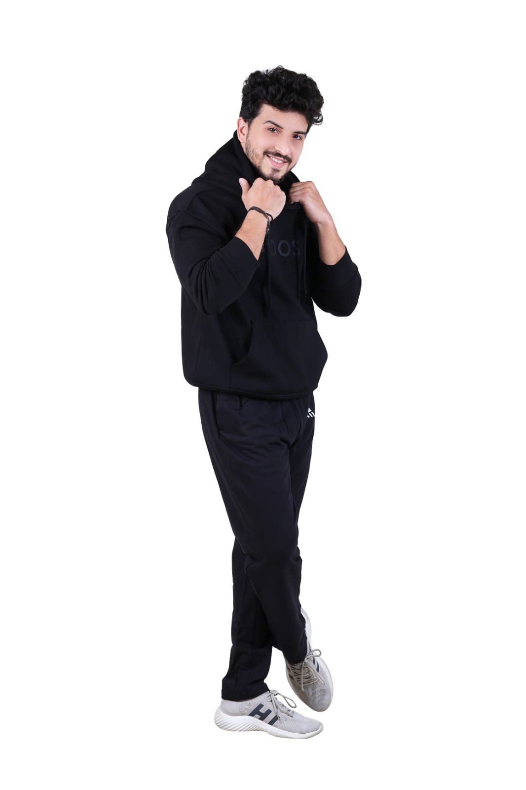 Men’s Solid Black Hoodie with Jogger Pants Set