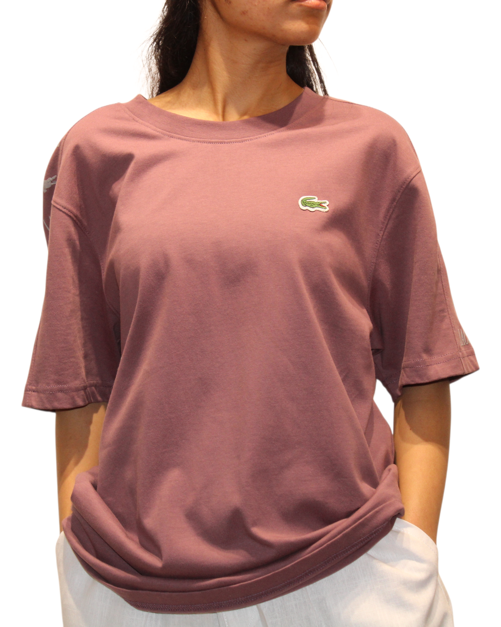 Aldos Cotton Blend Oversized Fit Half Sleeve Printed Round Neck T-Shirt With White Trouser