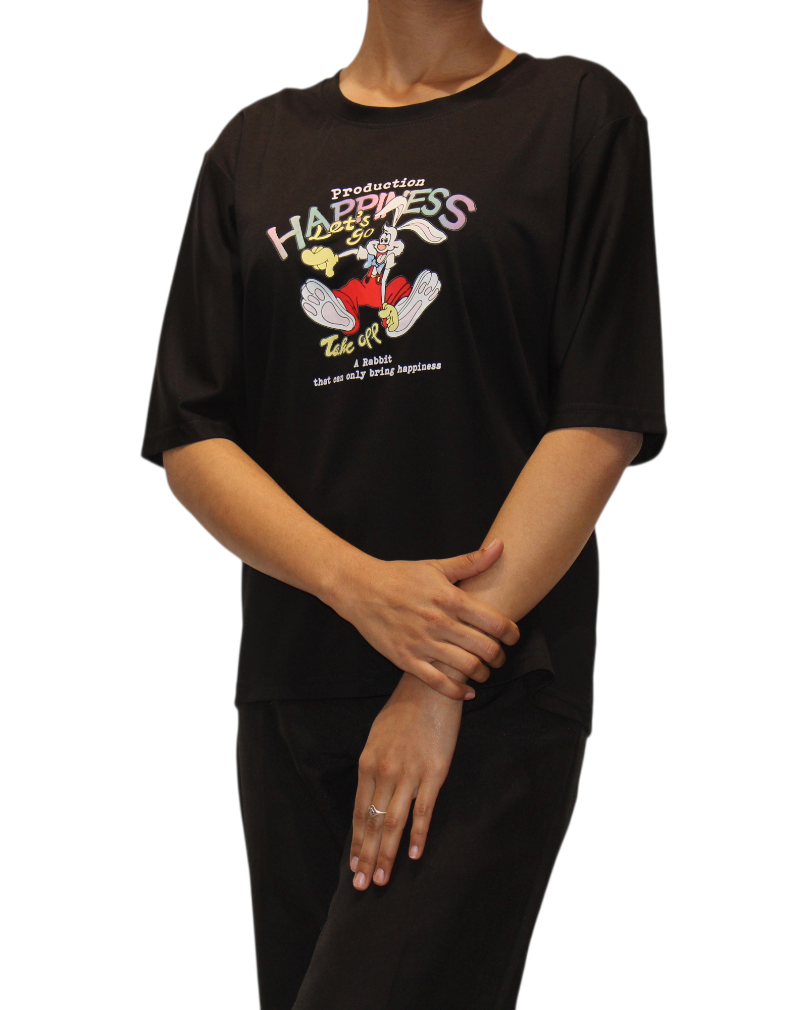 Aldos Cotton Blend Oversized Fit Half Sleeve Printed Round Neck T-Shirt For Women