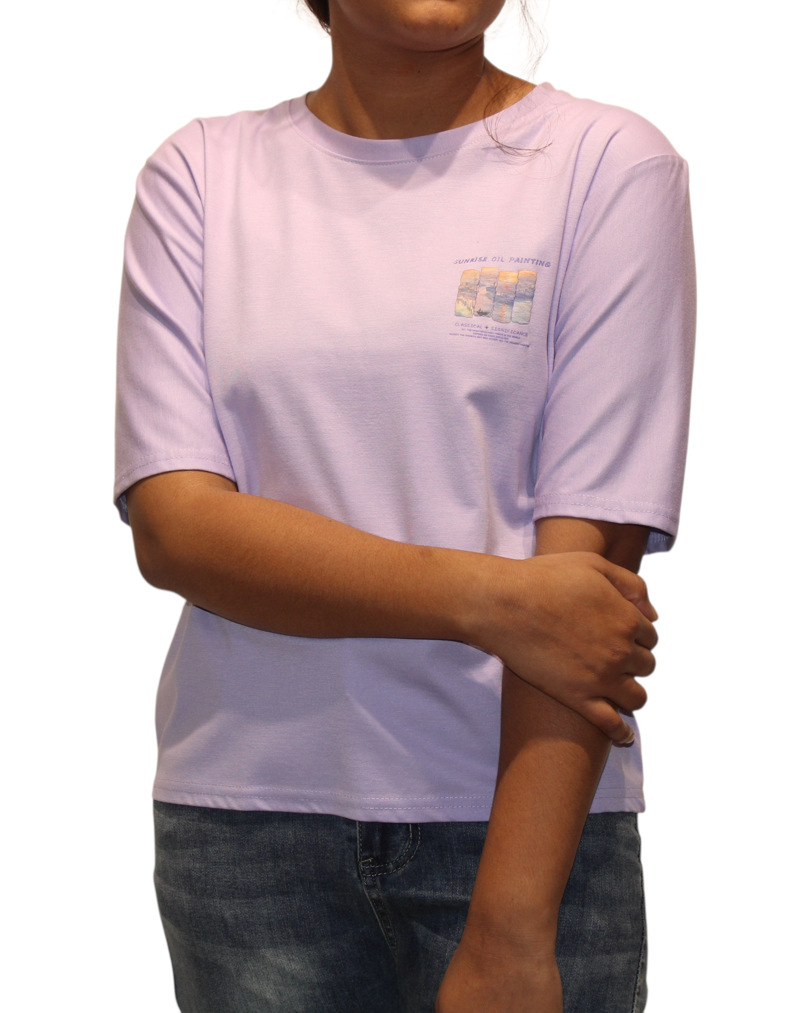 Aldos Cotton Blend Half Sleeve Printed Round Neck T-Shirt For Women