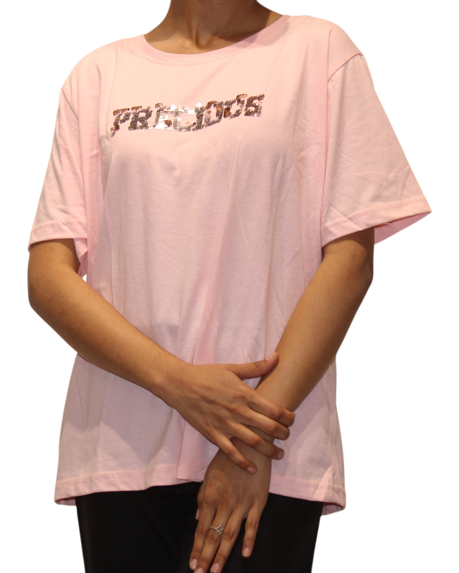 Aldos Cotton Blend Oversized Fit Half Sleeve Round Neck T-Shirt For Women